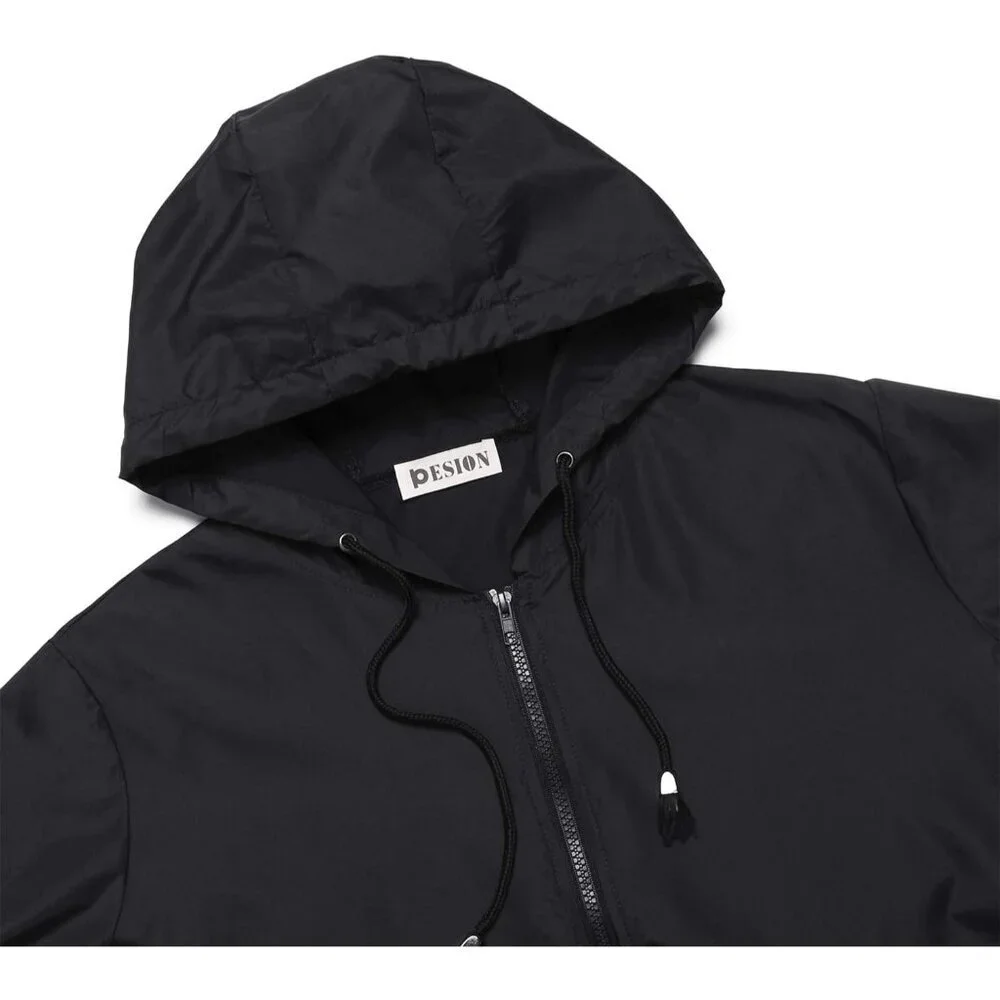 Women's Waterproof Raincoat Lightweight Rain Jacket Hooded Windbreaker with Pock